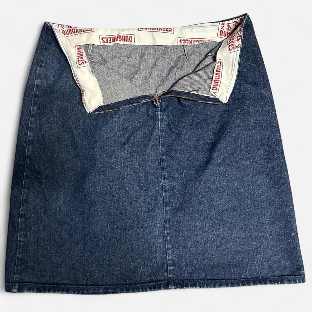 Size 16 70s dark wash denim Dungarees knee length skirt vintage country western
